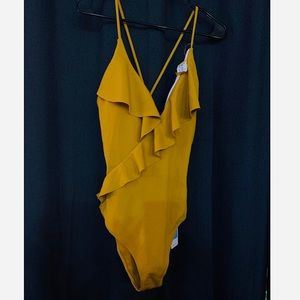 🖤 CUPSHE Mustard One Piece Bathing Suit / XL
